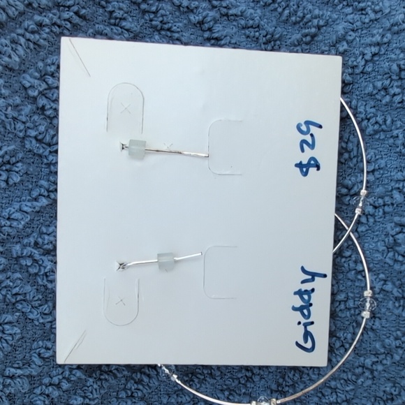 Premier Designs Silver Beaded Hoop Earrings - Picture 2 of 2